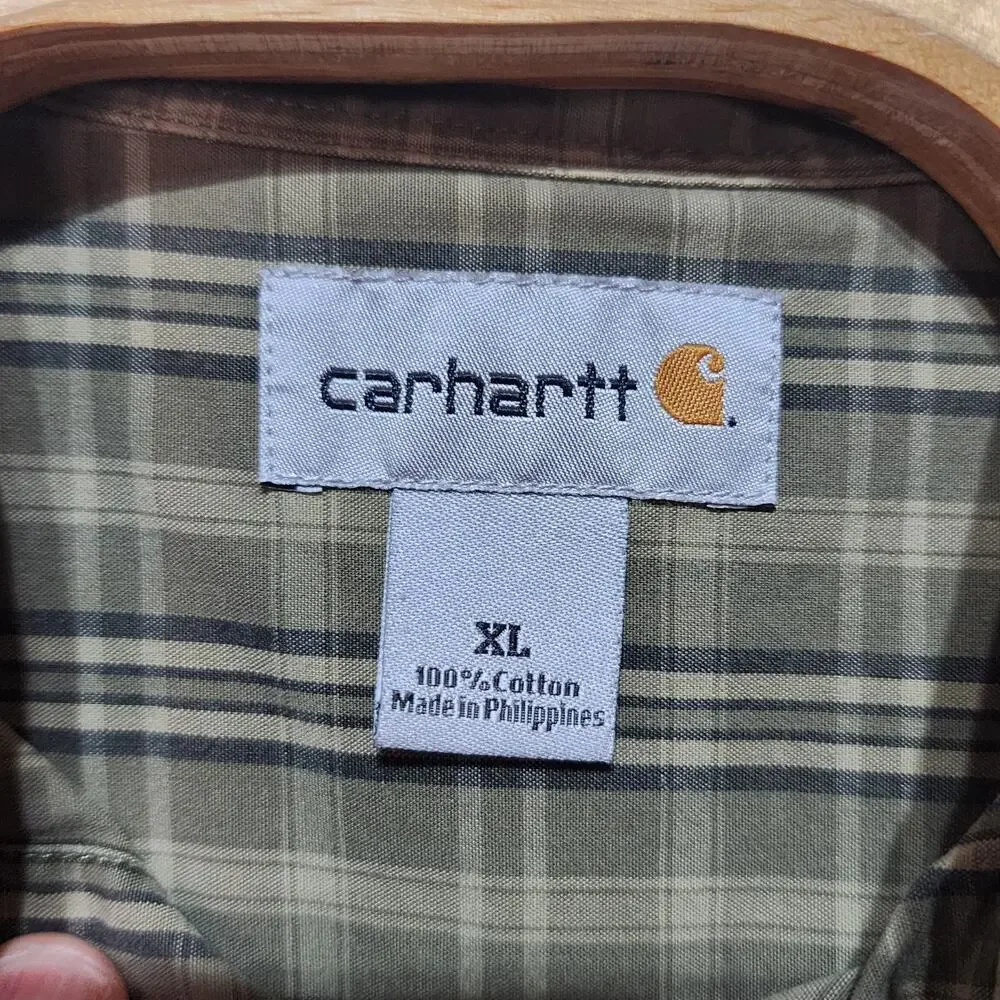 Men's Carhartt Button Down Striped Long Sleeve Workwear Casual XL 100% Cotton - Picture 4 of 5